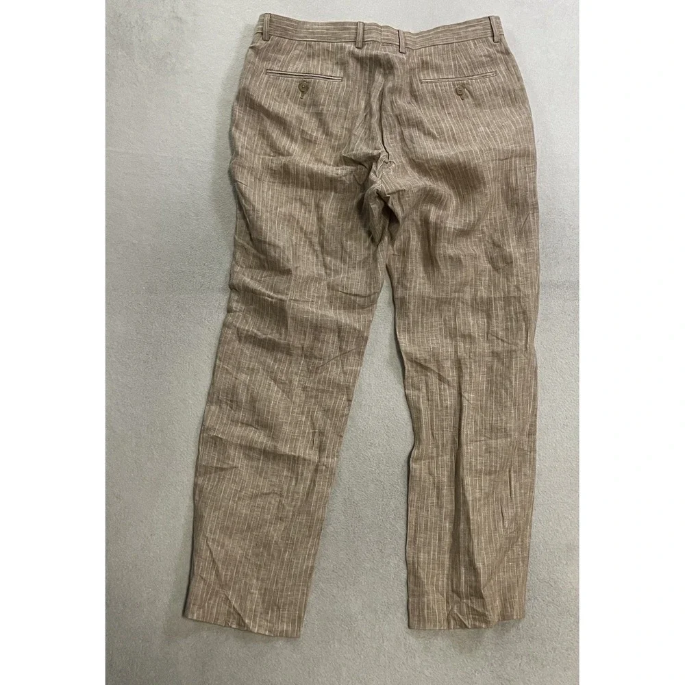 Lauren Ralph Lauren Dress Pants Men's Size 34x30 Beige Linen Flat Front Casual